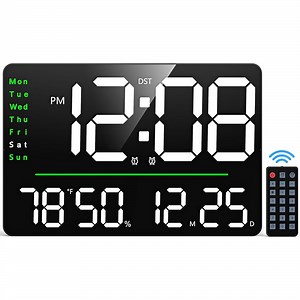 Teetheory Digital Wall Alarm Clock, 16" LED Large Display Alarm Clocks with Remote Control, Oversized Wall Clock w/ Date, Day of Week, Temperature for Table&Wall Mount Bedroom Office Senior