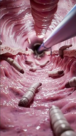 Educational Colonoscopy Animation of Intestinal Parasites | Ascaris Simulation