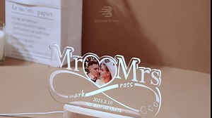 Bemaystar Personalized LED Night Light - Acrylic with Picture, Unique Couple Gifts for Bride and Groom, Customized Wedding Shower Present