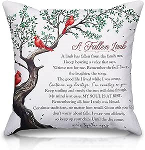 Christmas Throw Pillows Cardinal Memory Pillow Cover 18 x 18 Inch Northern Cardinal Bedding in Commemorate Cushion Case Cotton Linen Cover Gift for Sofa Couch