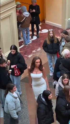 Tanygri in white dress. Big cups size tits huge breast natural boobs busty girl giant melons