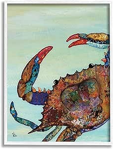 Stupell Industries Colorful Crab on Sand Aquatic Animal Painting, Design by Lisa Morales