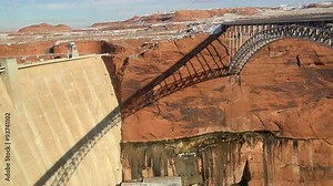 Arizona Glen Canyon Dam bridge from visitor center 4K 047