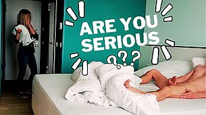 Dick Flash&period; Hotel maid was shocked when she saw me masturbating during room cleaning service but decided to help me cum