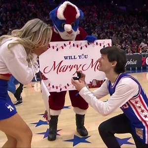 Philadelphia 76ers' dancer gets a surprise proposal during game 💙 | NBA on ESPN