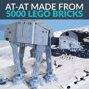 This AT-AT is made from 5,000 Lego bricks, and is built to scale with minifigs. Check out more of CPGamers' Star Wars creations here: http://bit.ly/2bNgMNU | The Daily Dot