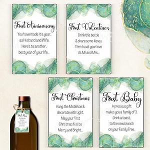 Aqua Agate | Marriage Milestone Wine Bottle Tags | Newlywed Gift Basket | Wine Basket Firsts | | Wedding Shower Gift | Digital Printable - Etsy Canada