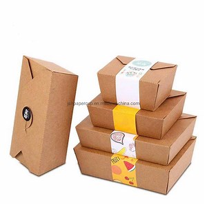 [Hot Item] Customized Printing Disposable Take Away Kraft Paper Meal Box Hot Chicken Wings Packaging Box Fast Food Paper Box
