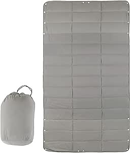 Outdoor Packable Down Camping Blanket- Compressible Compact Ultralight Lightweight Warm Top Quilt Resist Cold Weather Perfect for Travel Hiking Hammock Backpacking Airplane Picnic Gift Ideas Gray Grey