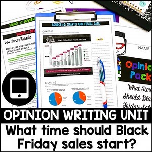 Opinion Writing Unit | Analyze Two Texts on the Same Topic | Black Friday Unit