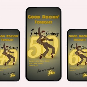 Retro Birthday Invitation Ecard Elvis Presley – Vintage | Customizable Digital Invitation Ready for Download - Etsy UK