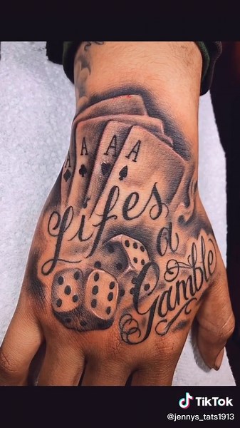 Unique Life is a Gamble Hand Tattoo Designs