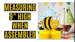 Bee Table Centerpiece Decorations - 4-Pack Double Sided Cardstock & Tissue Paper Honeycomb Bee Decor - 9” Tall Bee Party Decorations Centerpieces - Bee Baby Shower Decorations & Birthday Party Decor
