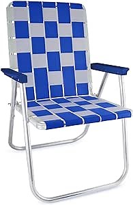 Lawn Chair USA Folding Aluminum Outdoor Patio Lawn Chair | Heavy-Duty Webbed Chairs for Camping, Sports, Beach, Yard & Tailgating | Lightweight Portable | Classic - Blue/White