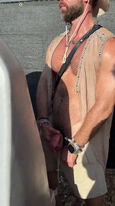 I was peeing when I noticed a guy checking me out.. which made my cock start to swell. I decided to show off a bit for him 😈