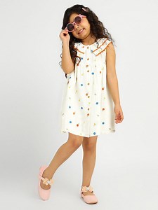 Buy Somersault Floral Embroidered Crinkled A Line Dress -  - Apparel for Girls