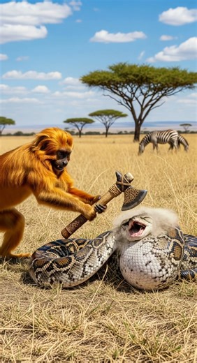 🌍🔥 Golden Monkey vs Giant Python — Shocking Savannah Moment! 🐍💥