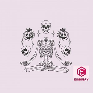 Skeleton Yoga Embroidery Design: Spooky Halloween Machine File (4 Size) - Etsy Australia