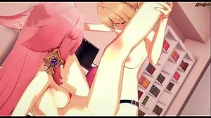 Yae Miko Has Her Legs Spread And Strapon Fucked By Jean – Genshin Impact.