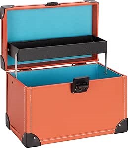 Medicine Lock Box -11.2 x 6.9 x 7.5 Inch（Medium）- Orange with Tray - Childproof Medication Lock Organizer, Medication Lock Box with Key, Locking Box with Portable Storage Case