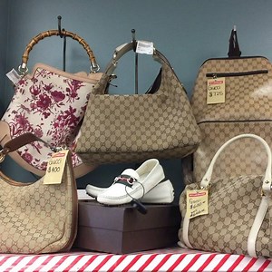 Designer shelves! #Gucci #Fendi #Burberry #Chanelsunglasses #stellamccartney #ysl #styleencorestuart #calltopurchase #somanydesigners #solittletime | Style Encore - Stuart, FL