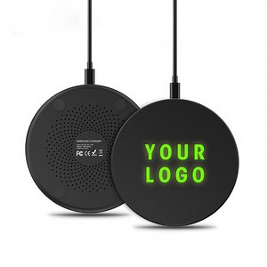 [Hot Item] Best Seller Round Shape Soft Touch Fast Charging 10W Custom LED Light up Logo Qi Illuminated Wireless Charger