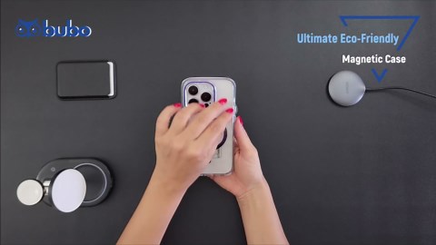 bubo Magnetic Phone Case for iPhone 15 - Ultra-Thin, Shockproof, Clear Hard Shell with Aluminum Metal Frame, Drop Resistant, Lightweight (Purple, iPhone 15)