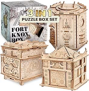 ESC WELT Breakout Set - Brain Teaser Puzzles for Adults & Kids - Puzzle Box with Hidden Compartment Puzzle Box - Escape Room in a Box - Christmas Puzzle Boxes - Wooden Puzzle Boxes - Puzzle Games