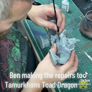 Tamurkhan on Toad Dragon, in for some TLC and repairs, once done it will then move over to the painting area. #slavestodarkness #nurgle #realmofchaos #toaddragon #tamurkhan | The Monster Merchants
