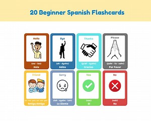 20 Spanish Language Flashcards | Educational Learning Cards for All Ages | Beginner Friendly | Printable PDF - Etsy