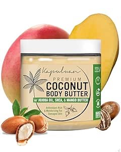 Kapuluan Coconut Body Butter for Women Dry Skin Body Butter with Raw Coconut Oil, Jojoba Oil, Shea Butter & Mango Butter, Body Cream Whipped Body Butter