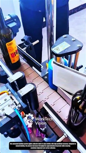 Automated Bottle Labeling Process Using Conveyor-Based Precision Machinery