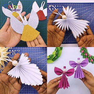21K views · 170 reactions | Discover four stunning handmade angel ornaments, perfect for adding a graceful and festive touch to your Christmas tree and holiday décor. #christmas #christmasdecor #ornaments #angels #craft #DIY #handmade | Colors Paper | Facebook