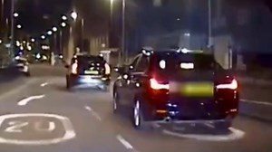 This video shows police chasing a stolen Toyota Prius taxi through the streets of Wolverhampton.