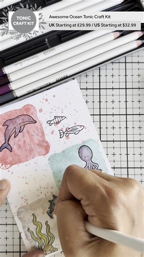1.5K views · 18 reactions | It's 'shore' to impress! ️ We're back with another reel showing off the exclusive ink pads from the Awesome Ocean Tonic Craft Kit! This time, Design Team member Shabneez is demonstrating a simple yet beautiful technique to create a dreamy underwater blend. It's 'turtley' fantastic!  See the blend in action and get your inks today! #TonicStudios #AwesomeOcean #InkBlending #InkyBackgrounds #TonicCraftKit #Papercrafting #OceanPuns | Tonic Studios | Facebook