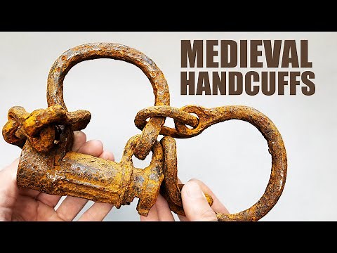 Medieval Shackles Handcuffs Restoration. Rusty Lock Restoration