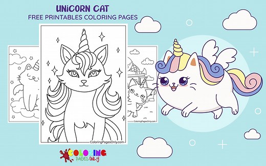 Unicorn Cat Coloring Pages - Free Printable PDF & Online Coloring