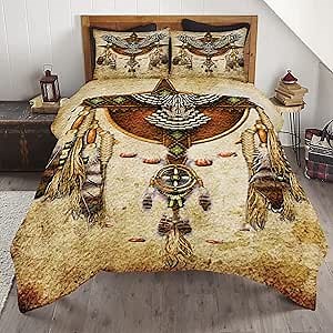 Eagle Native American Quilt Bedding - Native American Twin Bedding Set Quilts Queen Size for Husband Wife Kids Son Daughter Unique Quilt Sets Native American Bedroom Decor