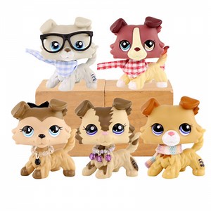 Mini Pet Shop 5pcs lps Toys Collie with Accessories #363 #893 #1262 #2210 #2452