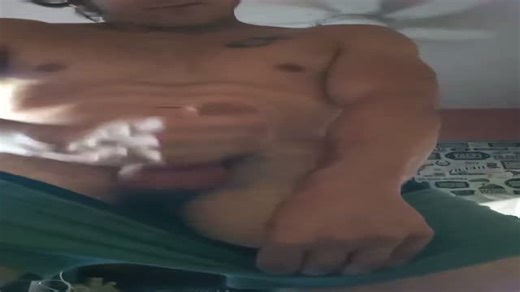 Hot young jock wanks his big dick and shoots loads of cum