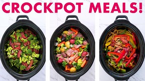 A tender, juicy compilation featuring 9 easy slow cooker recipes & crockpot meals for dinner! Back-to-back recipes for dump and go crockpot meals a.k.a. slow cooker freezer meals – easy to meal prep (and freeze!) ahead of time so they’re ready to cook whenever you want ‘em. You’ll find loads of healthy slow cooker recipes for all lifestyles in this compilation: plenty of chicken crockpot recipes, a slow cooker pot roast, my beef crockpot chili, a few slow cooker soup ideas (including a vegan opt