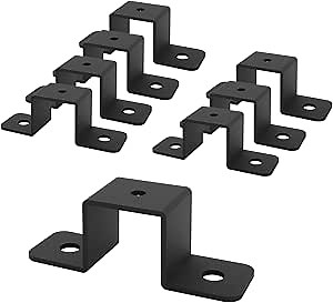 8 Pcs Square Tube Strap Clamp, 1"x1" Strap Post Ties, Black Deck Fence Post Tie Bracket U-Shaped Pipe Clamp Bracket