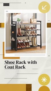 HOOBRO Hall Tree with Bench, Shoe Rack with Coat Rack, 39.4" Coat Rack with Shoe Storage, 5 Tier Shoe Storage Organizer, Oxford Fabric Side Pockets, Coat and Shoe Rack Entryway, Greige BG46MT01