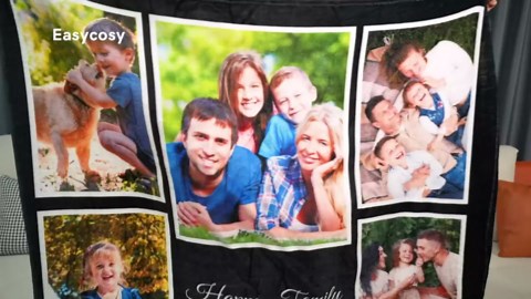 Easycosy Ships Next Day, Custom Blankets with Picture and Text, High-Definition Printed Personalized Blankets, Customized Photo Throw Blanket for Mom, Dad, Couple, Him & Her