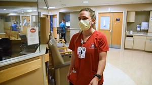 Jenna Miller is a relatively new nurse on University Hospital's medical progressive care unit. This is her first nursing job out of school and she's excited to be doing what she's dreamed about since she was a young girl. "When I was like five years old, you know those little papers you fill out that's like, what do you want to be when you grow up? I've been saying nurse since I was five years old." | IU Health