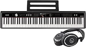 NUX NPK-20 Portable Digital Piano Keyboard With Bluetooth and Damper Pedal, 271 Sounds, MIDI | Graded Hammer Action Weighted 88 Keys | True Fidelity Foldable Noise Cancelling Headphones Bundle