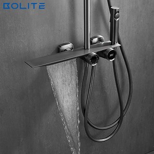 [Hot Item] Intelligent Digital Display Function Shower Gun Wall Mounted Waterfall Faucet Shower Set