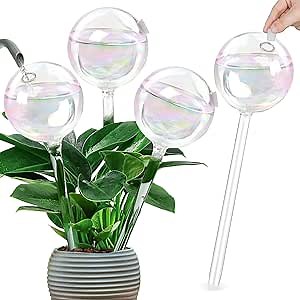MOONSOUND 4pcs Plant Automatic Watering Bulb, Glass Garden Flower Self Watering Planter Inserts, Automatic Plant Watering System Set Self Watering Globes to Support Plant Health