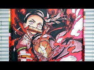 Drawing nezuko - Demon Slayer: Kimetsu no Yaiba with copic marker(鬼滅の刃 禰豆子) 귀멸의 칼날 네즈코 코픽마카로 손그림 그리기