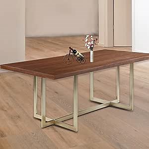 71" Rectangle Dining Table, Contemporary Dinner Table Set for 4-6, Dining Room Table with Walnut Top, Kitchen Table for Living/Dining/Office